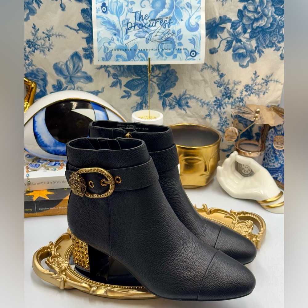🆕 KURT GEIGER LONDON 🧿 NWOT Mayfair 55 Ankle Boot Boot, Black Gold, Sz 41 US10 - Picture 7 of 16